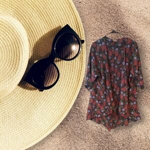 Lularoe Boho Overpiece Kimono Beach Swimsuit Cover Up Poncho Paisley Sz S